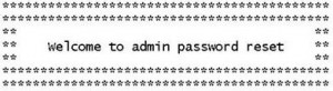 Welcome to admin password reset